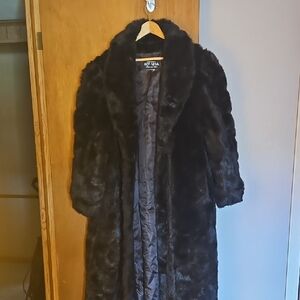 Luxurious Black Full Length Faux Fur Coat created by Olympia